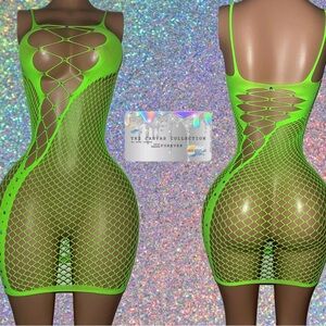 EXOTIC STRIPPER/ DANCE WEAR: 1 PIECE DRESS WITH RHINESTONES
